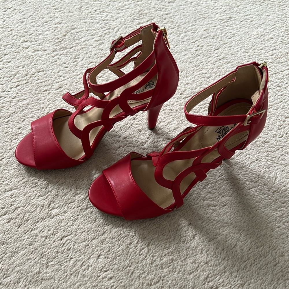 Red strappy heels size 6
